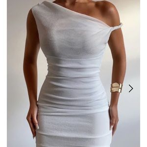 RUNAWAY THE LABEL TWIST MINI DRESS SIZE M WHITE NWT